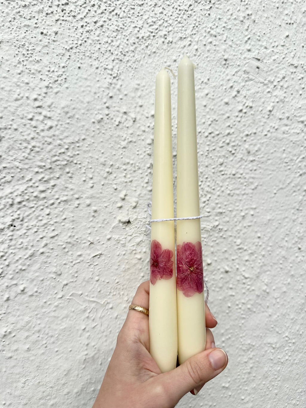 pressed floral tapers - set of 2