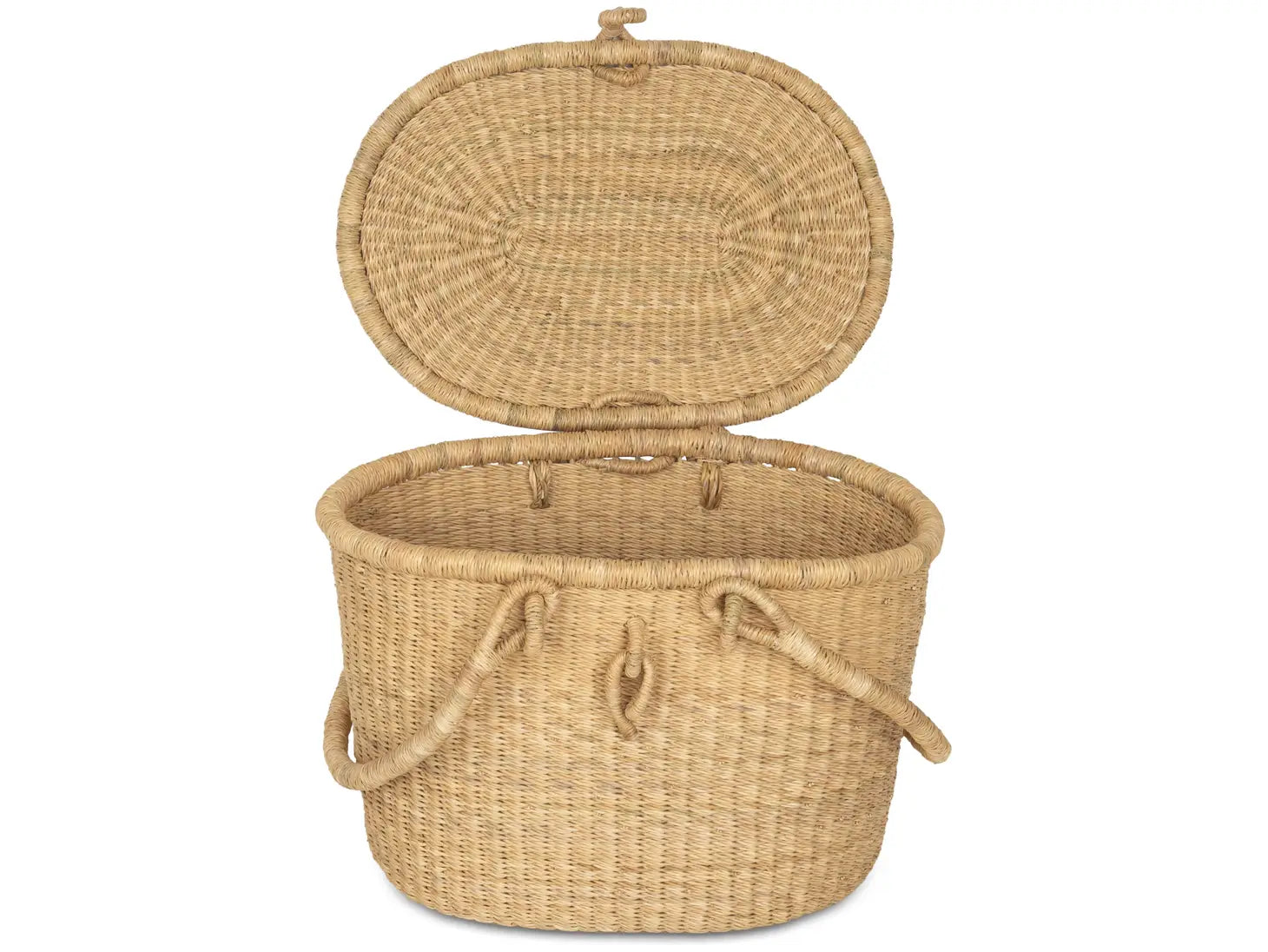 natural lidded picnic basket