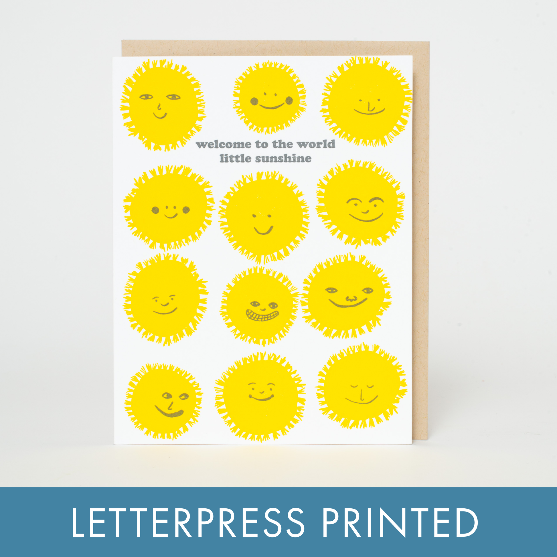 baby congrats welcome sunshine letterpress greeting card