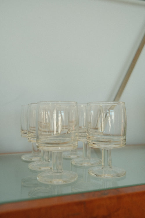 vintage glass cordial liqueur glass set of 6