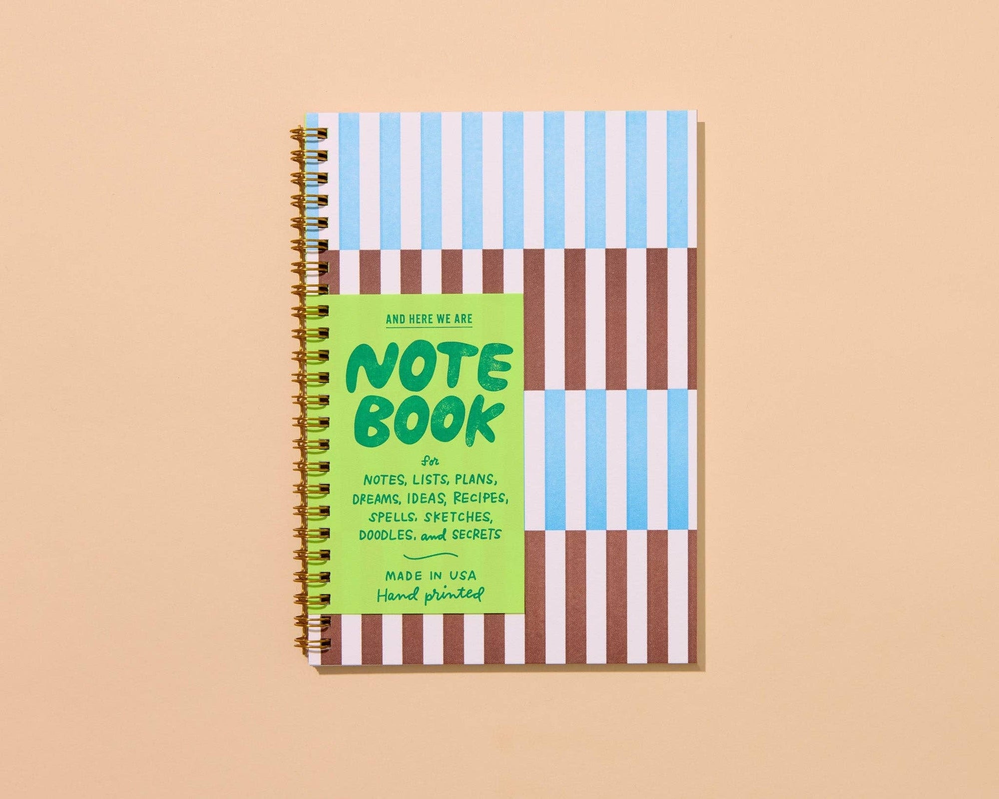 broken stripe letterpress spiral notebook