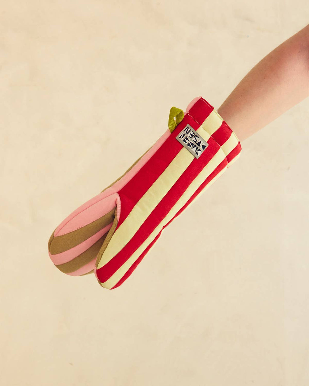 Ladybug Stripe Quilted Oven Mitt