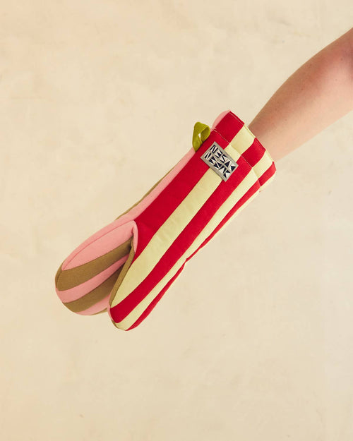 Ladybug Stripe Quilted Oven Mitt