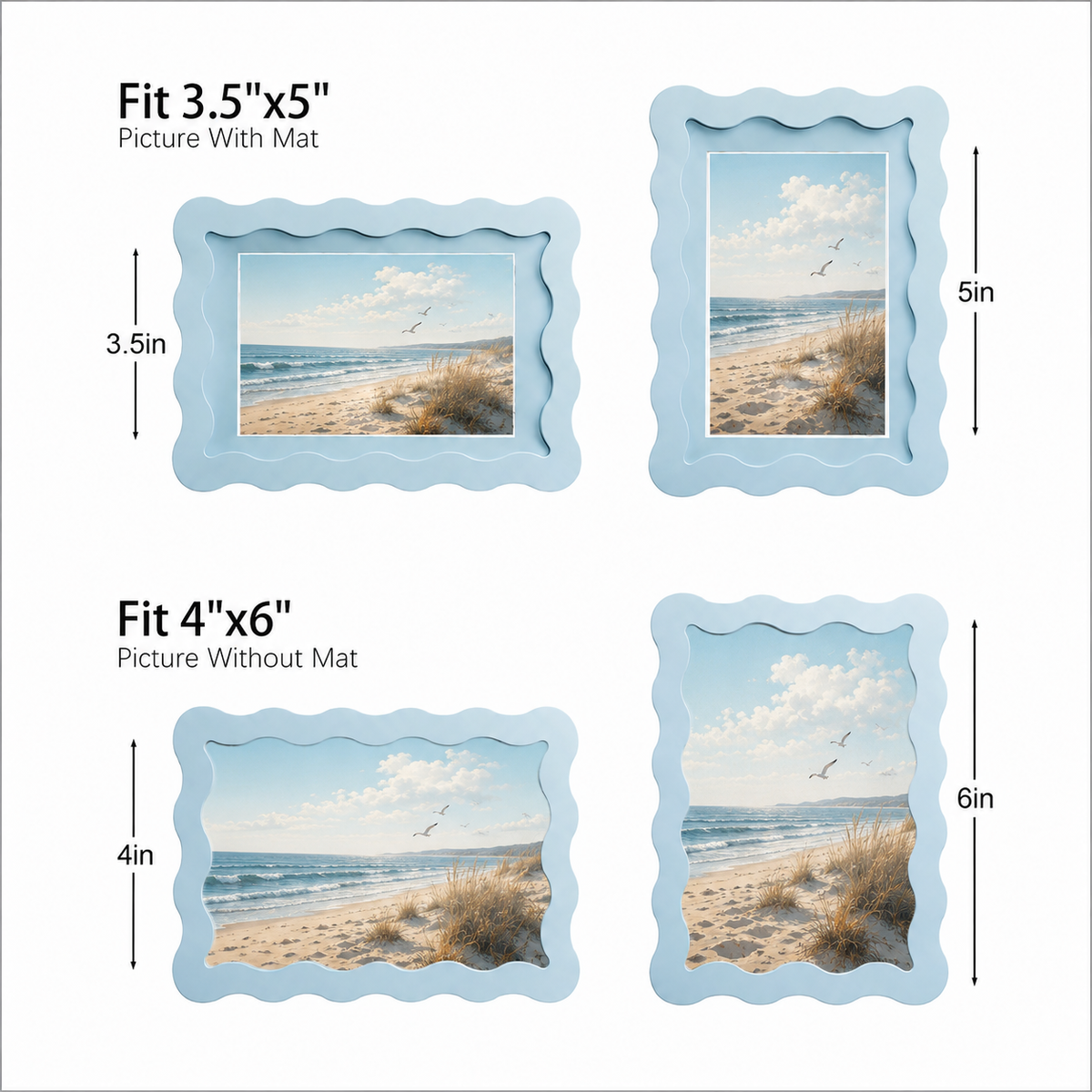 Colorful Wavy Edge MDF Wood Frame | Matte Painted Finish