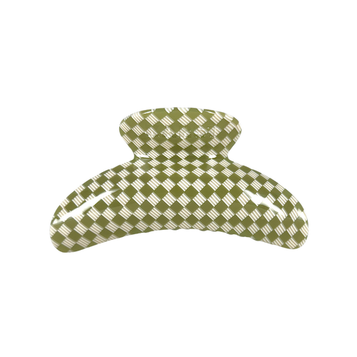 superclip hair claw — olive checker