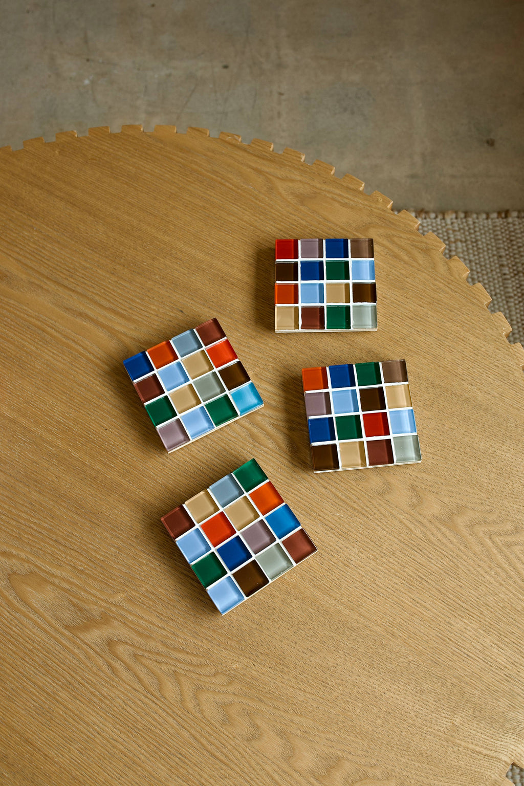 handmade glass tile coaster set - vintage (set of 4)