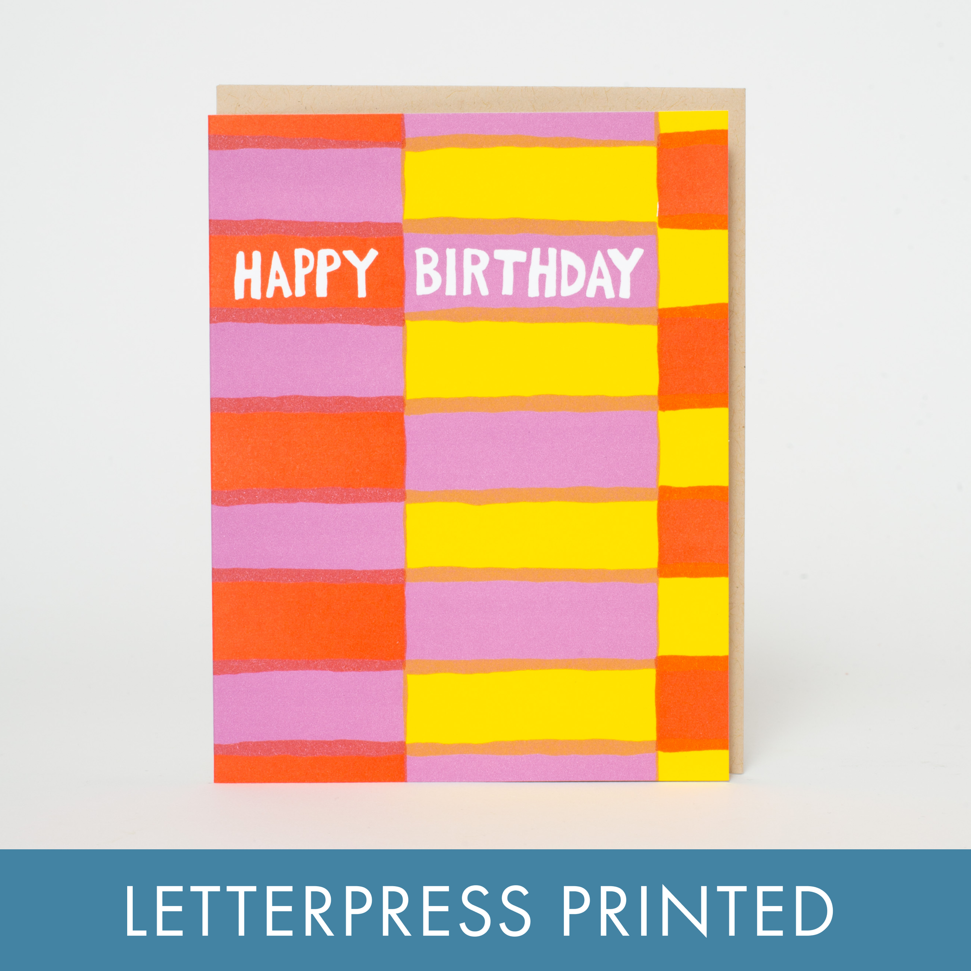 birthday fruit stripe letterpress greeting card