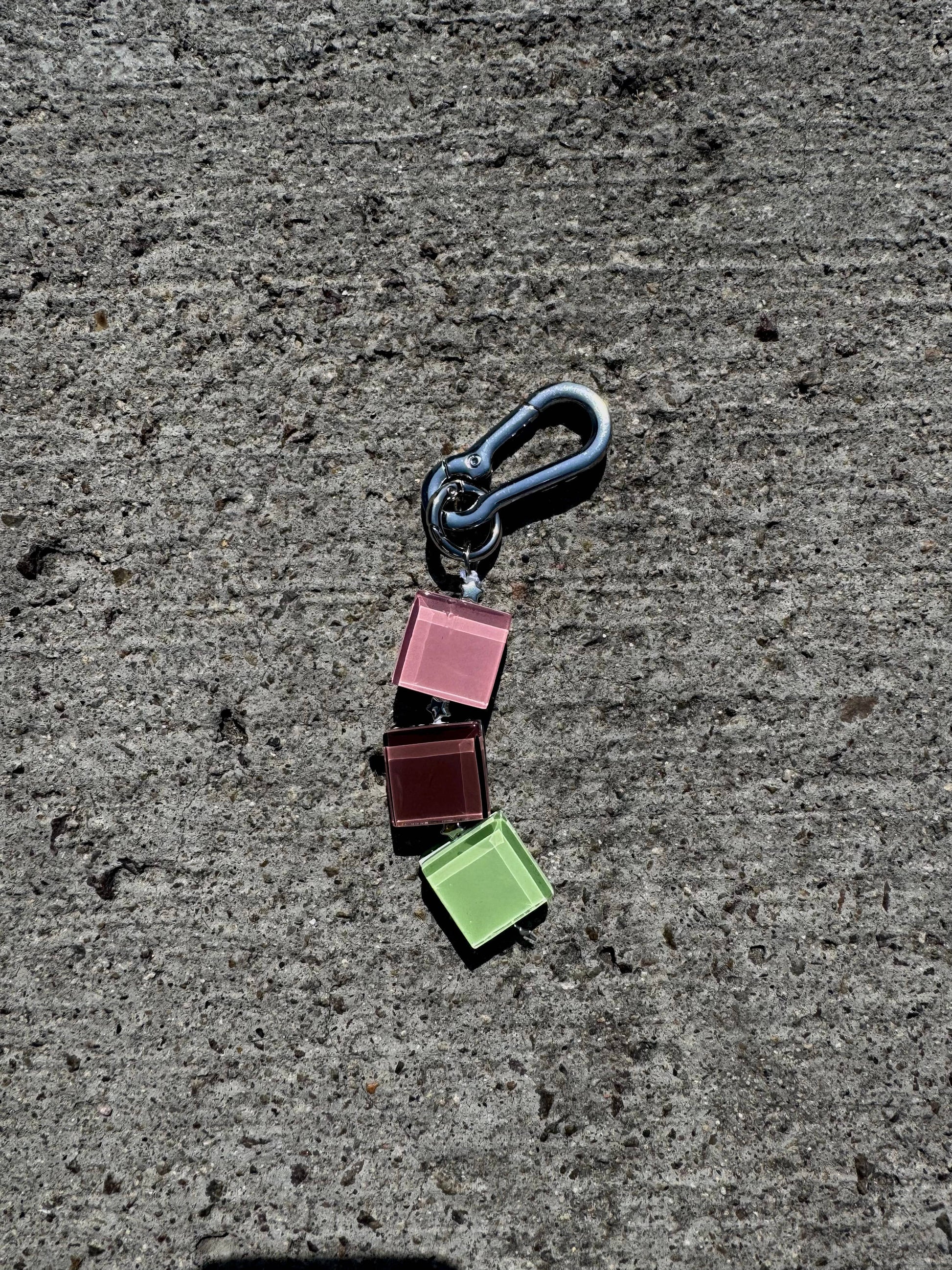 handmade glass tile bag charm / keychain