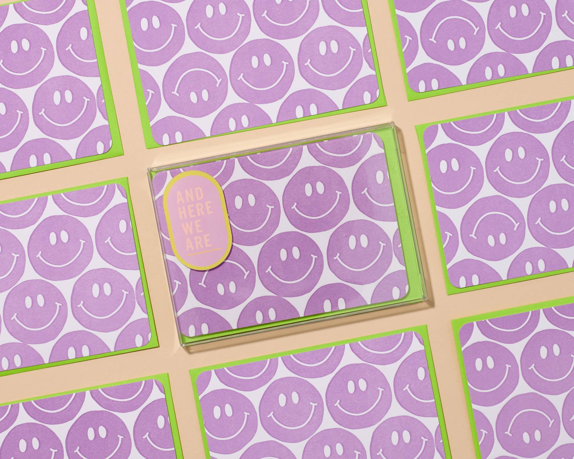 smiley faces letterpress notecard set of 8