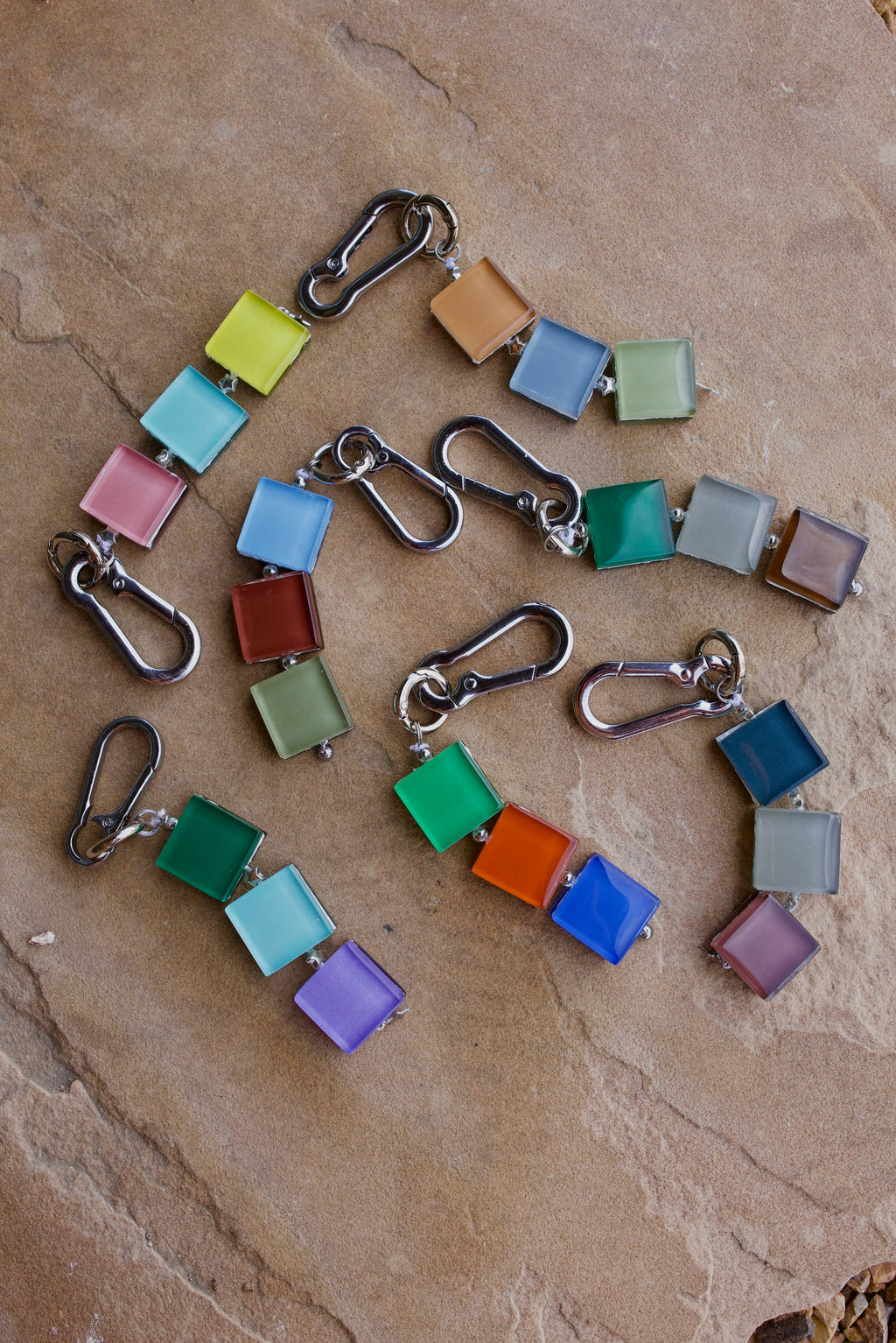 handmade glass tile bag charm / keychain
