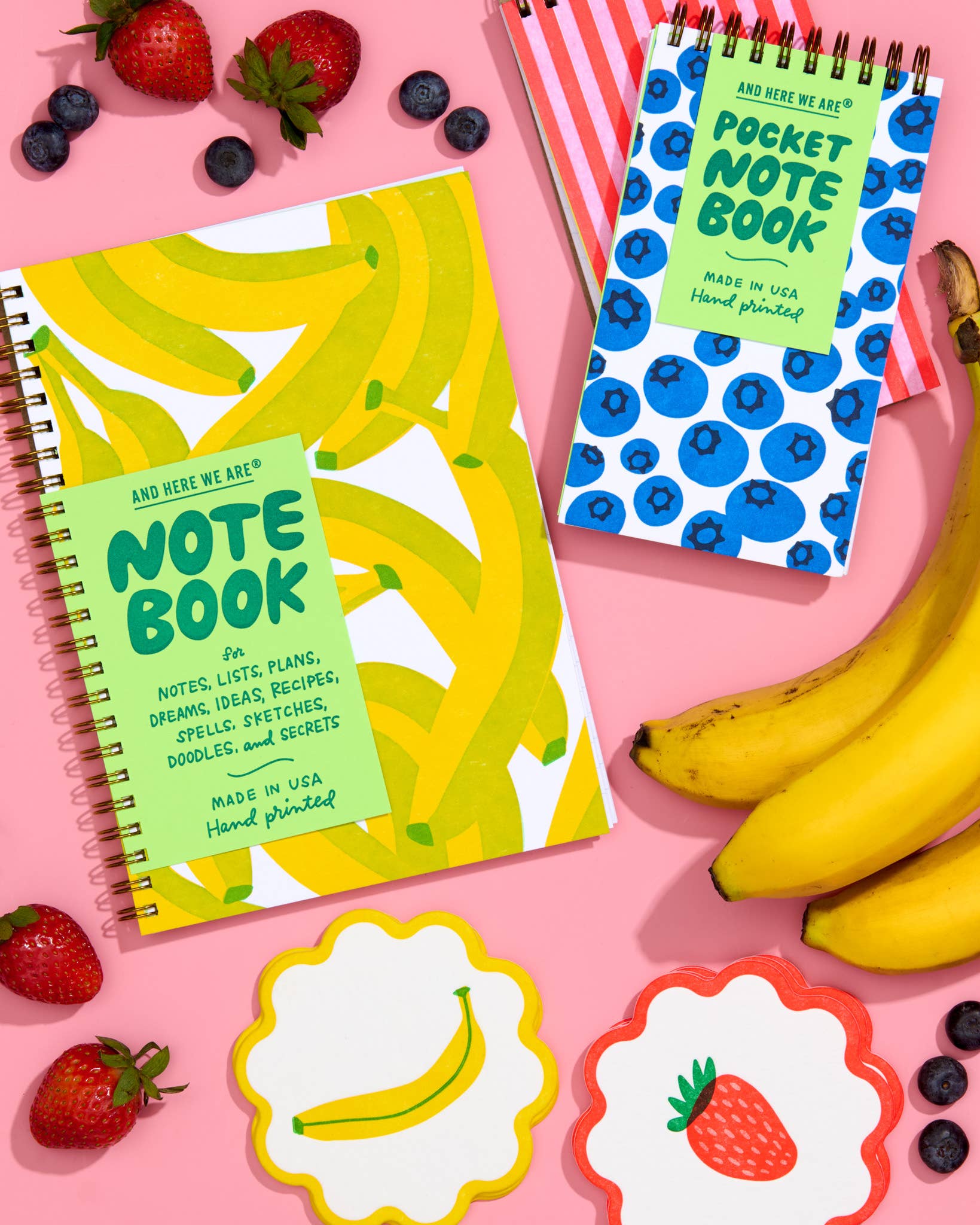 letterpress A5 spiral notebook—bananas