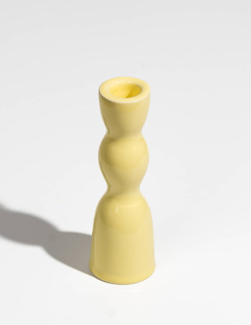 wave candleholder low - yellow