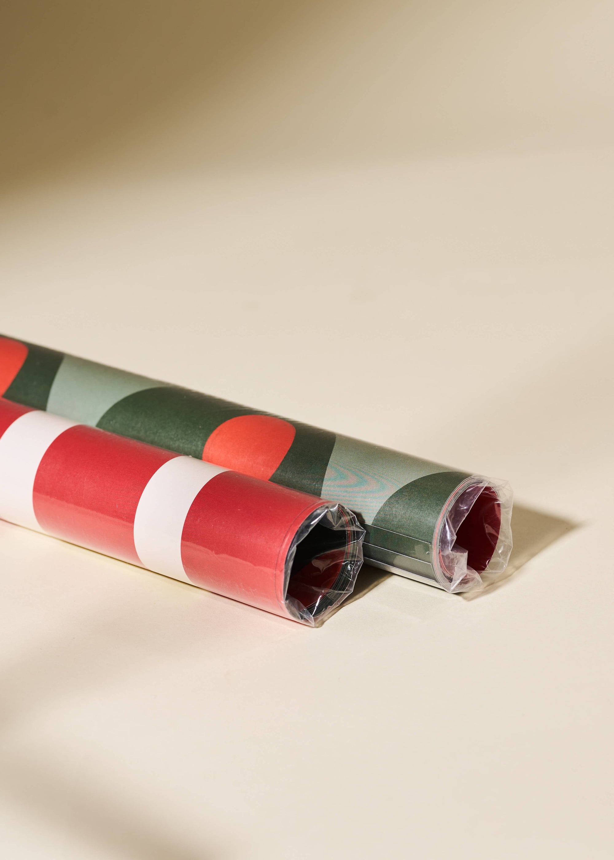 olive and red stripe double sided gift wrap | set of 3 sheets