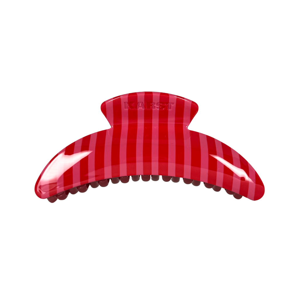 slim hair claw clip — candy cane stripe
