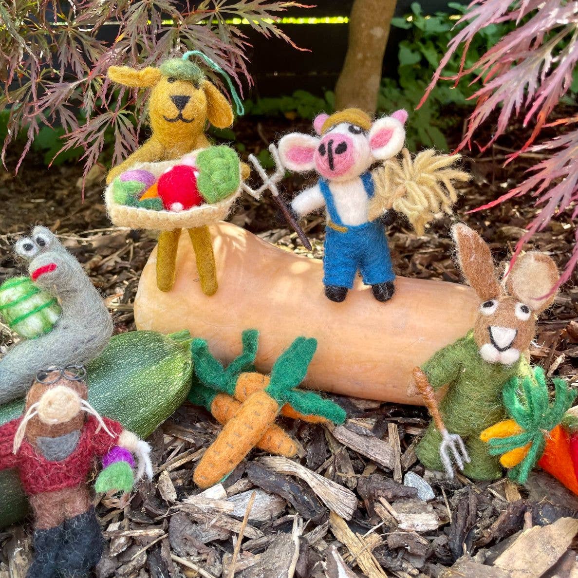 handmade felt dom the gardening dog ornament