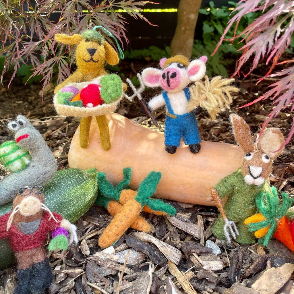 handmade felt dom the gardening dog ornament