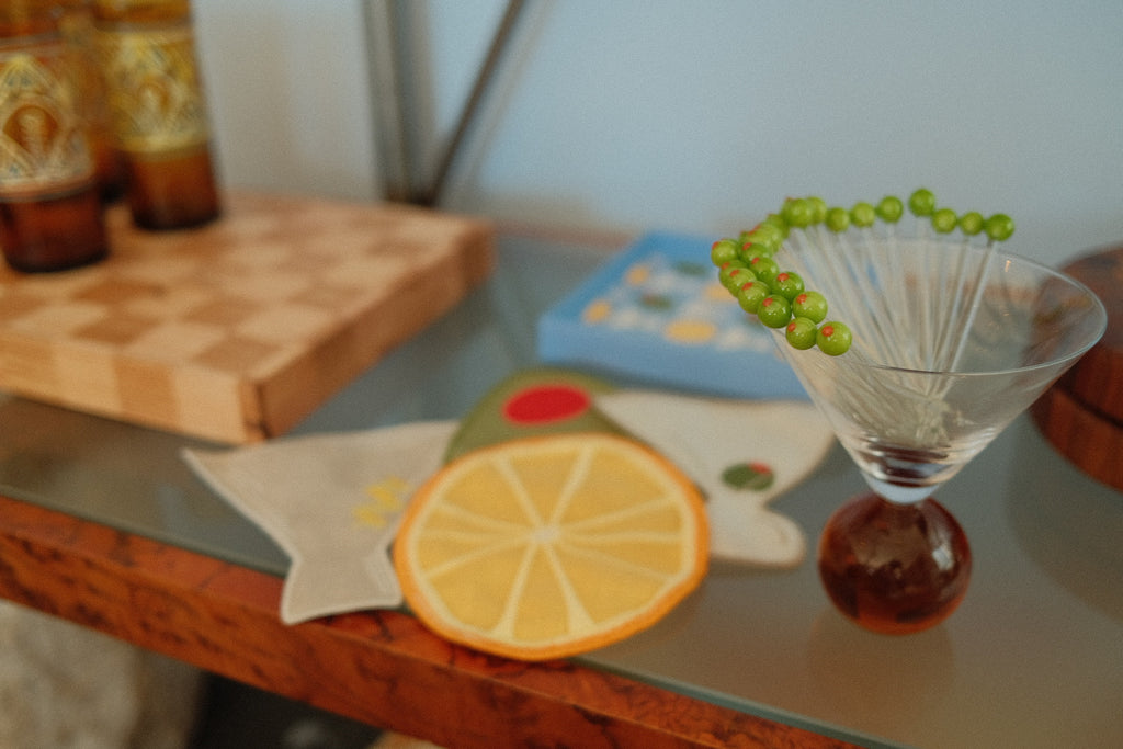 hand blown olive cocktail picks
