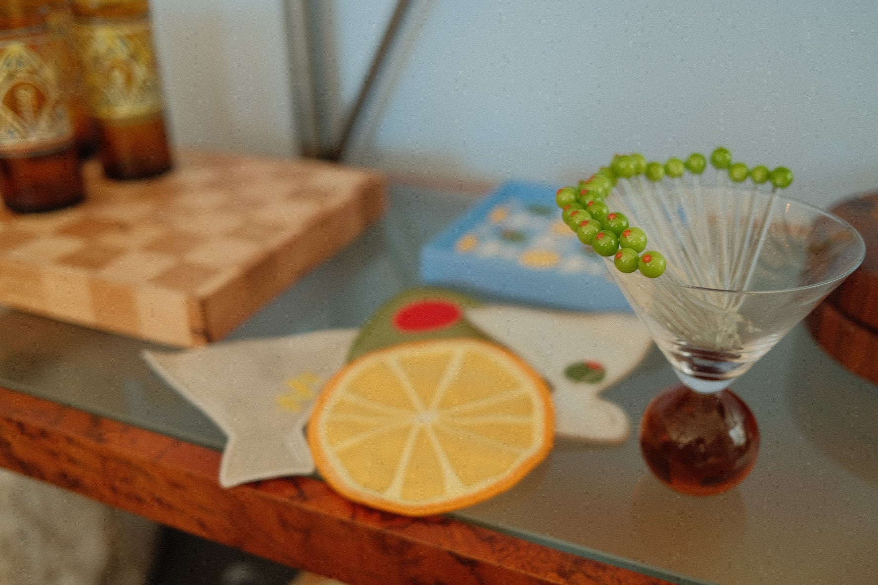 hand blown olive cocktail picks