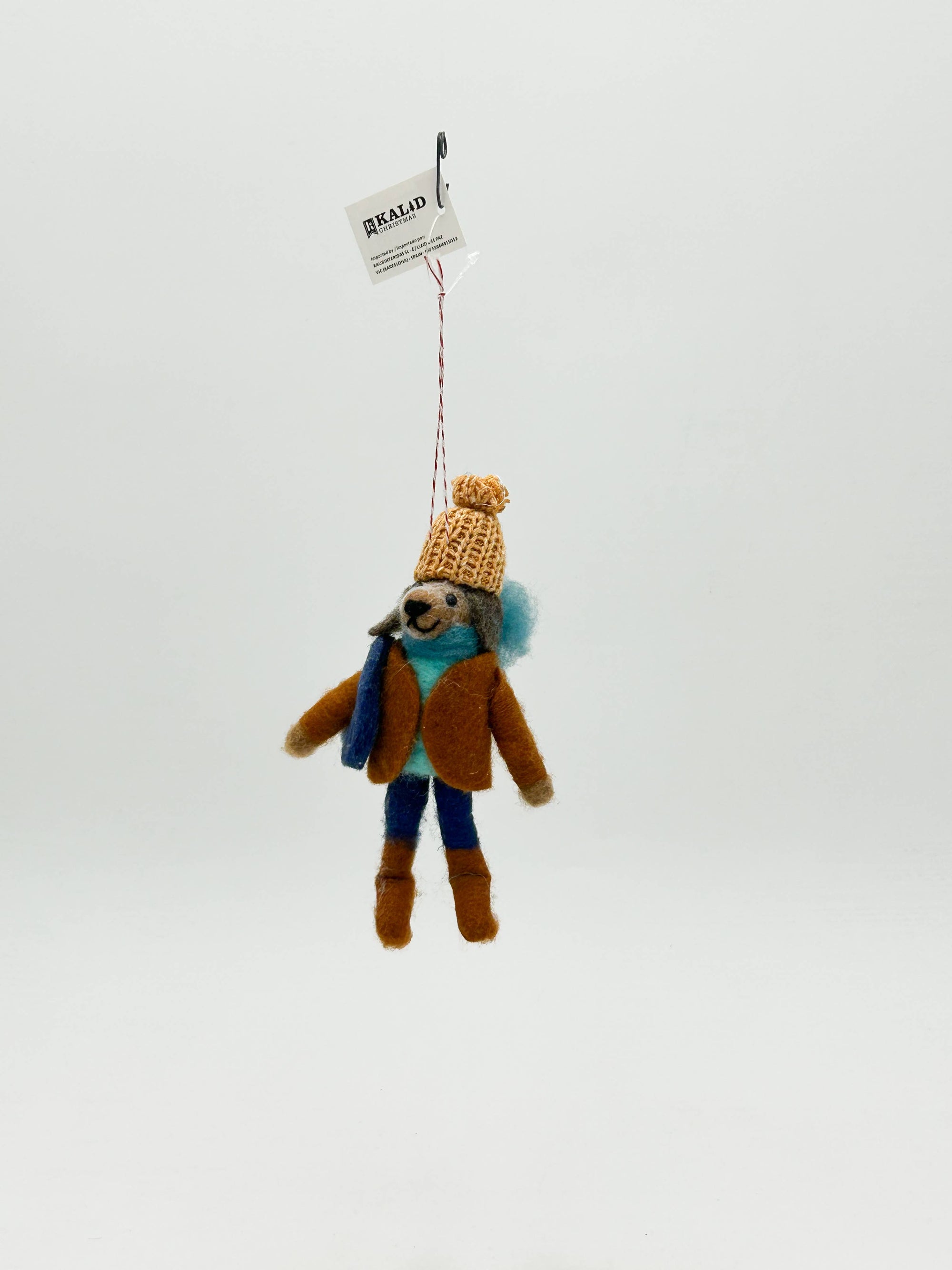 felt dog traveller ornament