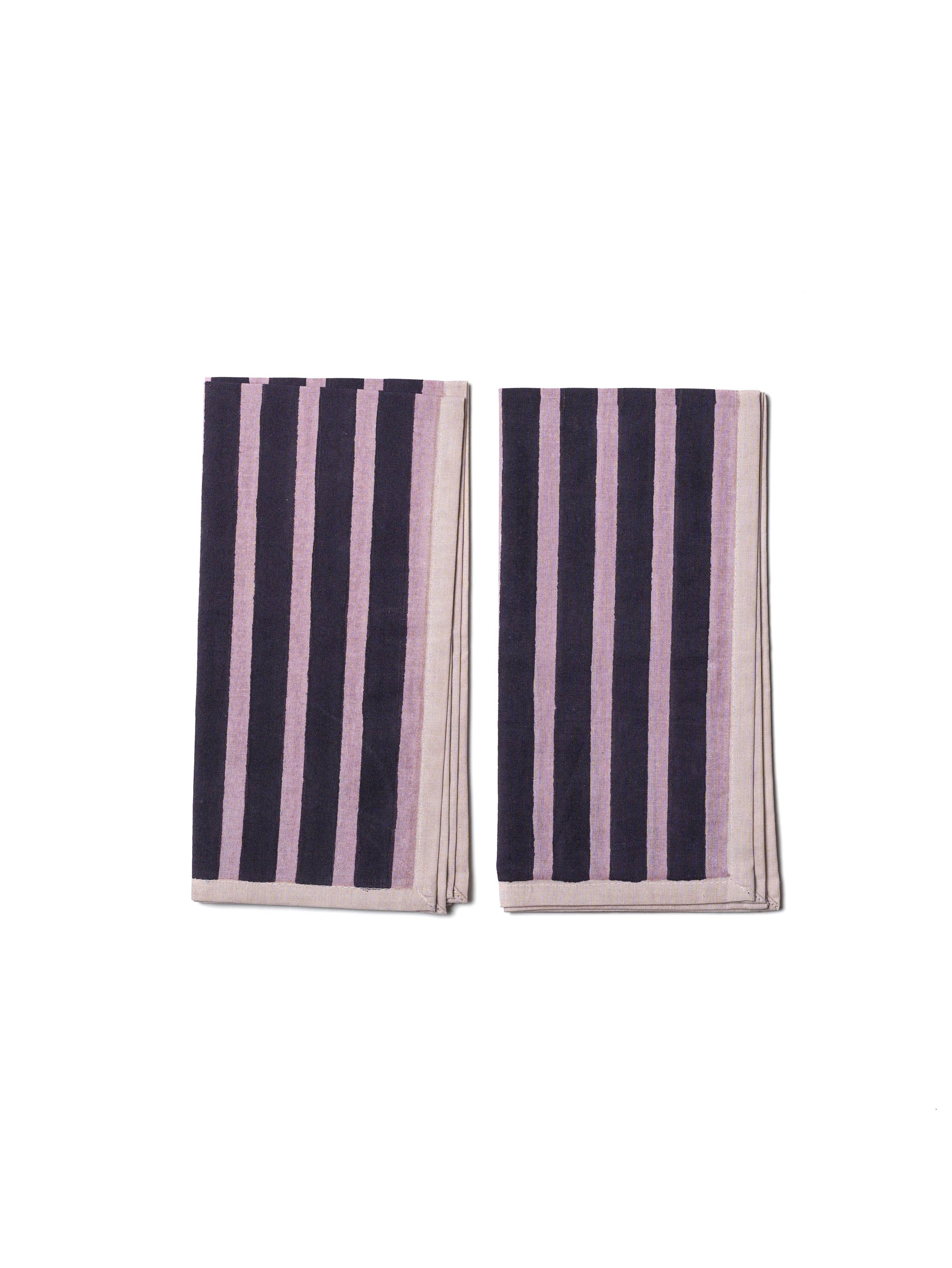 block stripe napkins - aubergine / mauve