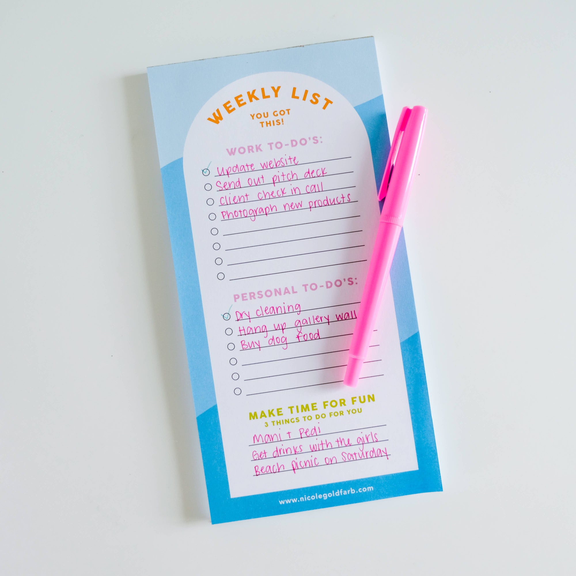 work hard play hard weekly to do list notepad