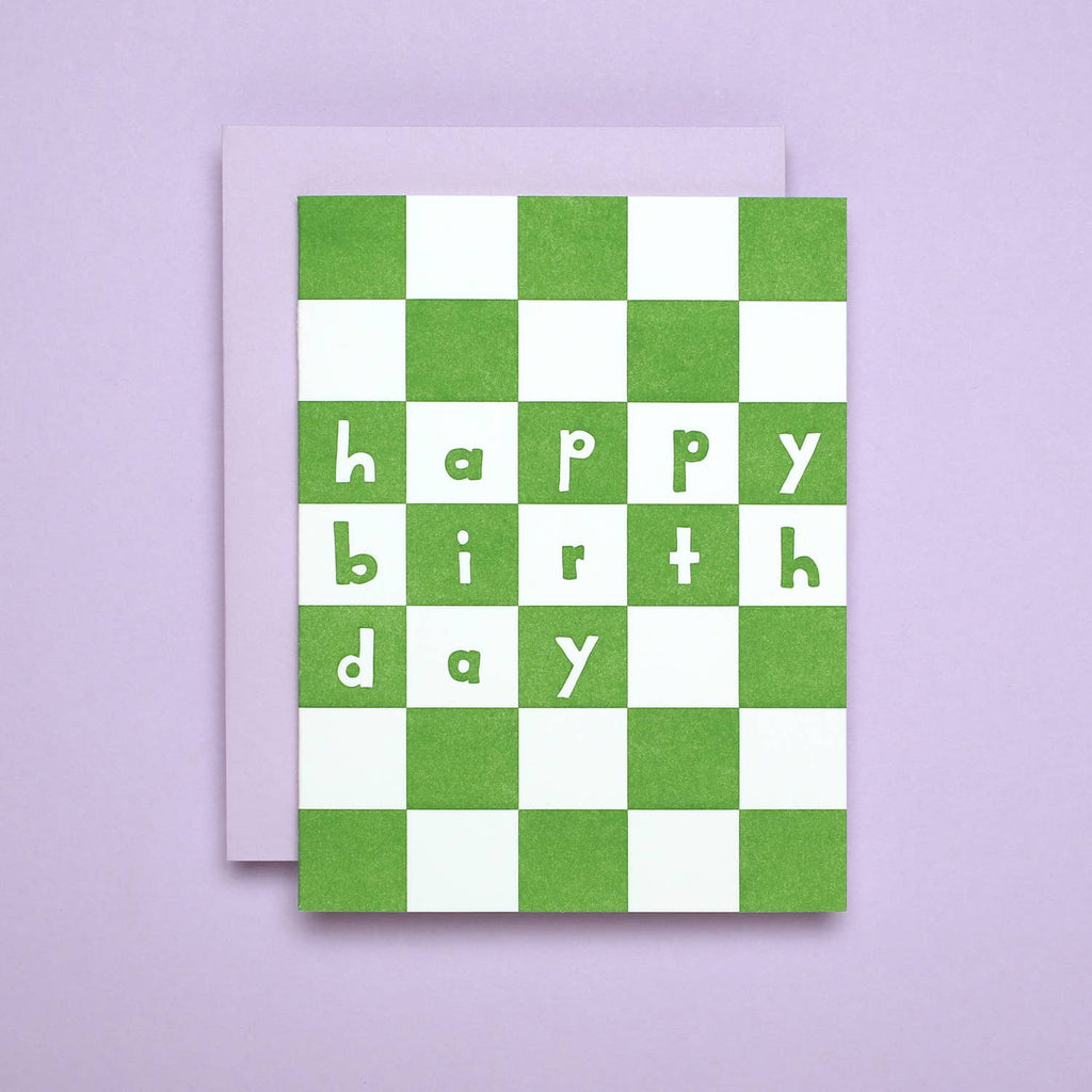 birthday checker - letterpress greeting card