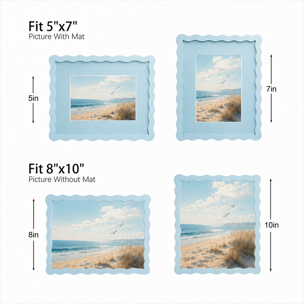 Colorful Wavy Edge MDF Wood Frame | Matte Painted Finish