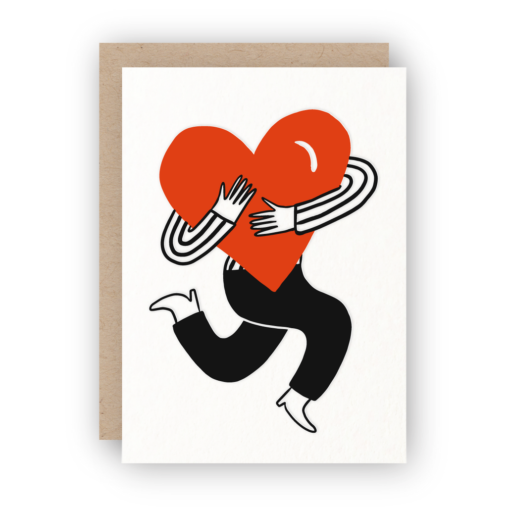 holding your heart letterpress greeting card