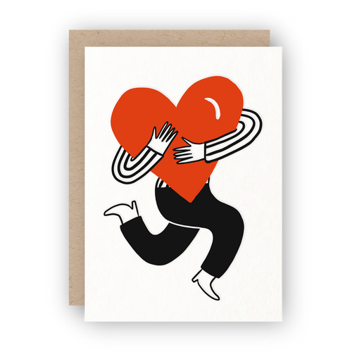 holding your heart letterpress greeting card