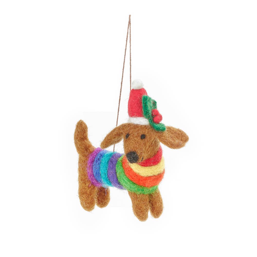 handmade felt rainbow dog LGBT ornament