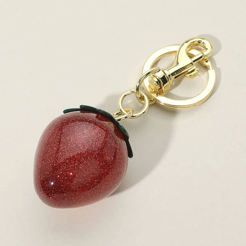 glittered strawberry bag charm