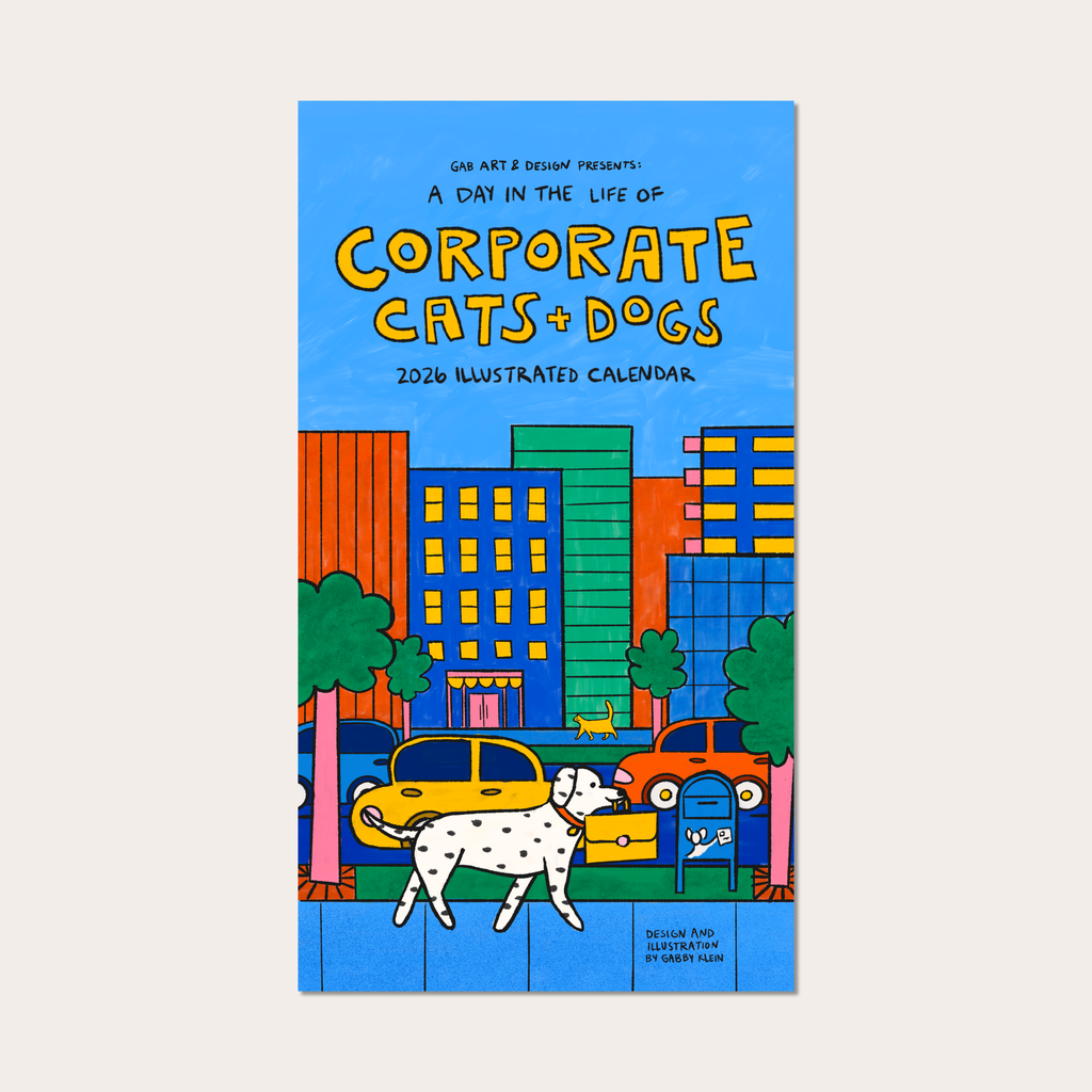 2026 illustrated wall calendar: a day in the life of corporate cats + dogs
