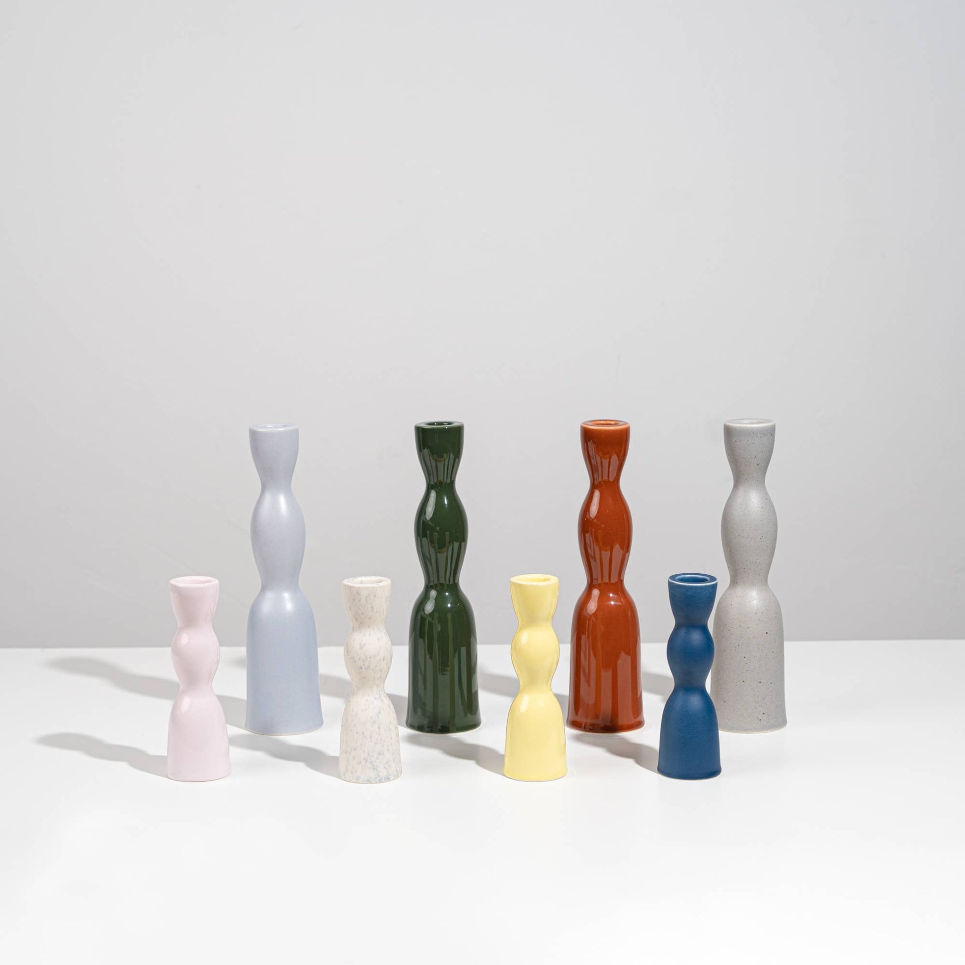 wave candleholder low - yellow