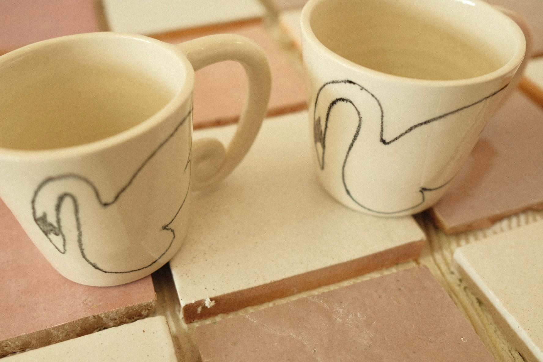 handmade swan mugs