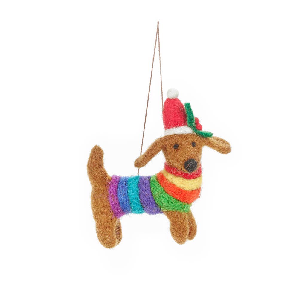 handmade felt rainbow dog LGBT ornament