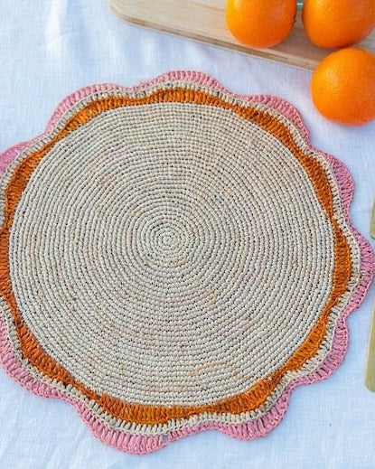 round pink + orange placemats