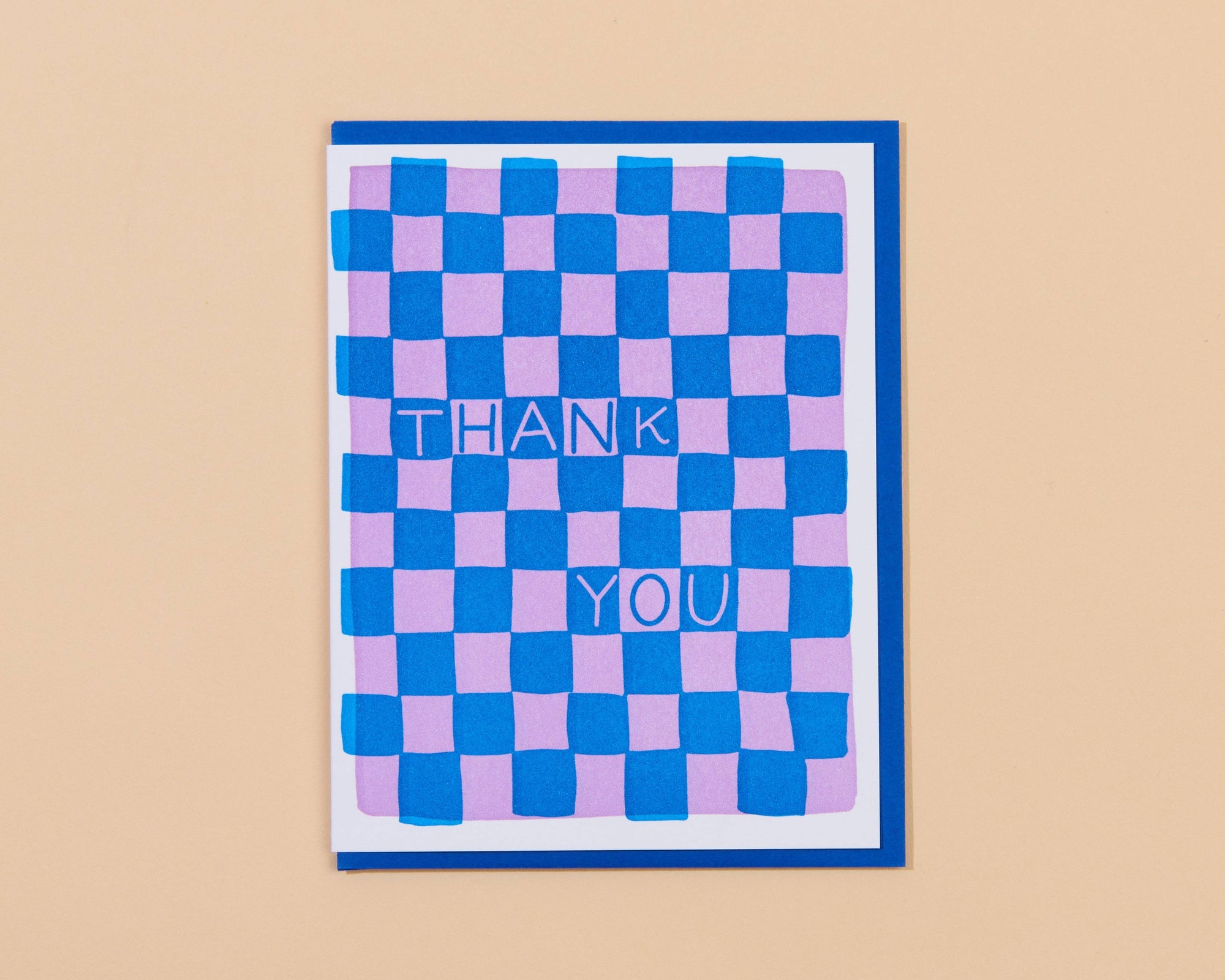 checkerboard thank you letterpress greeting card