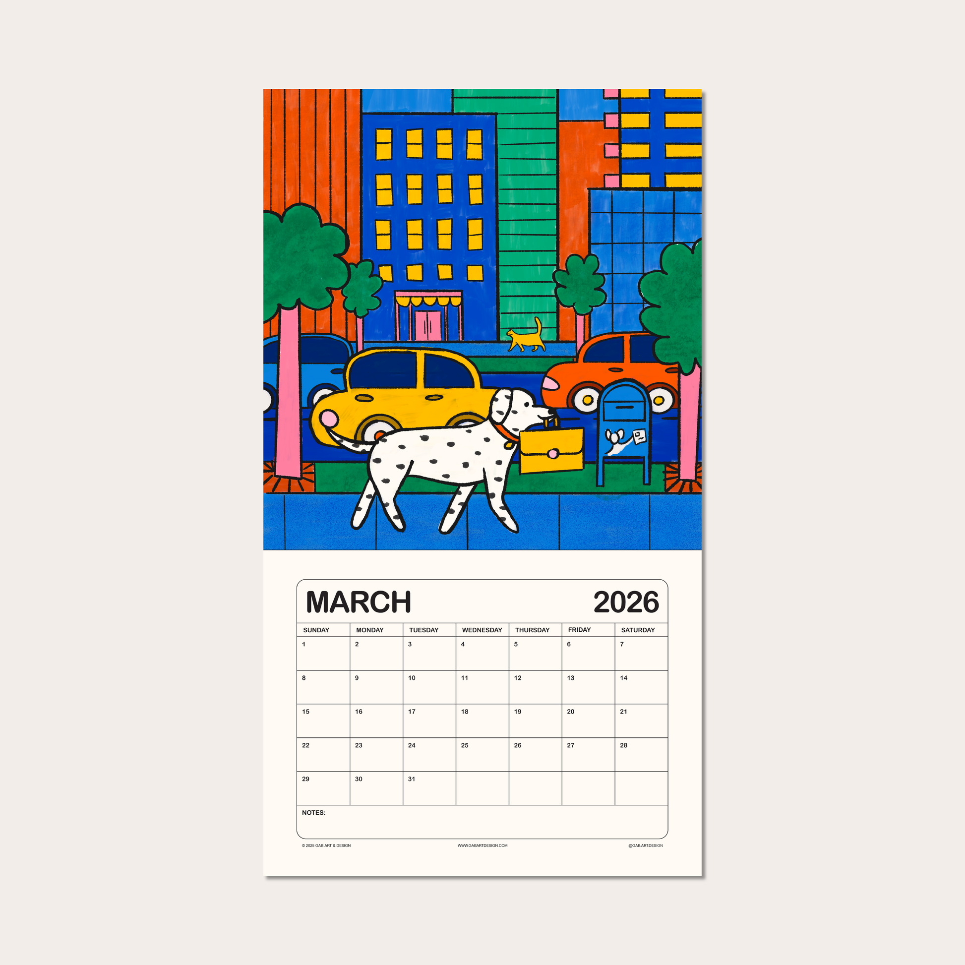 2026 illustrated wall calendar: a day in the life of corporate cats + dogs