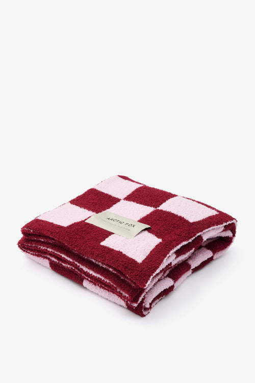 the teddy throw - 100% recycled - pink check