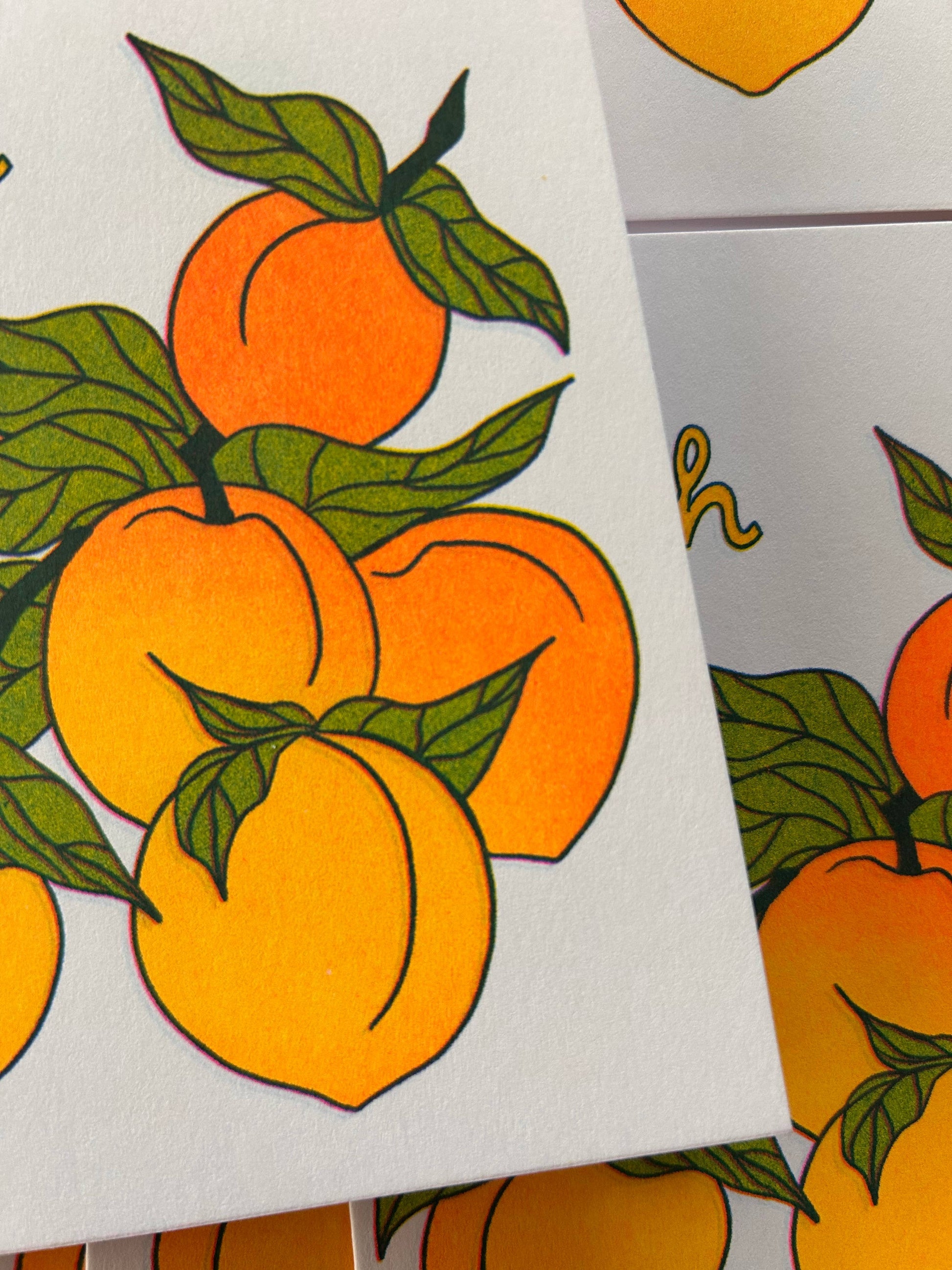 you're a peach - risograph greeting card 