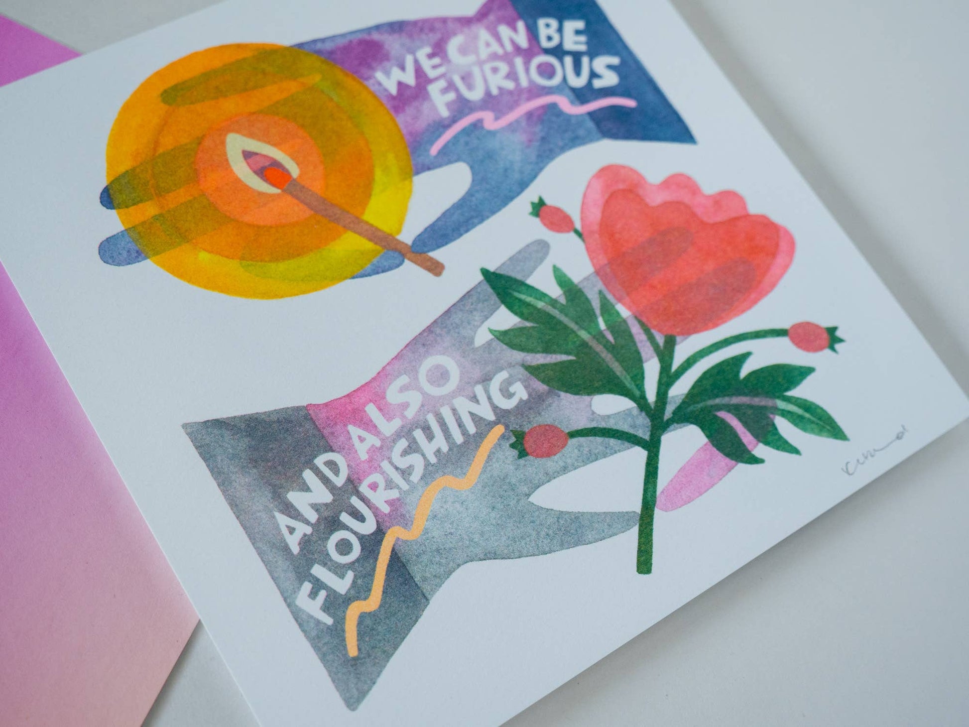 we can be furious and also flourishing - risograph art print