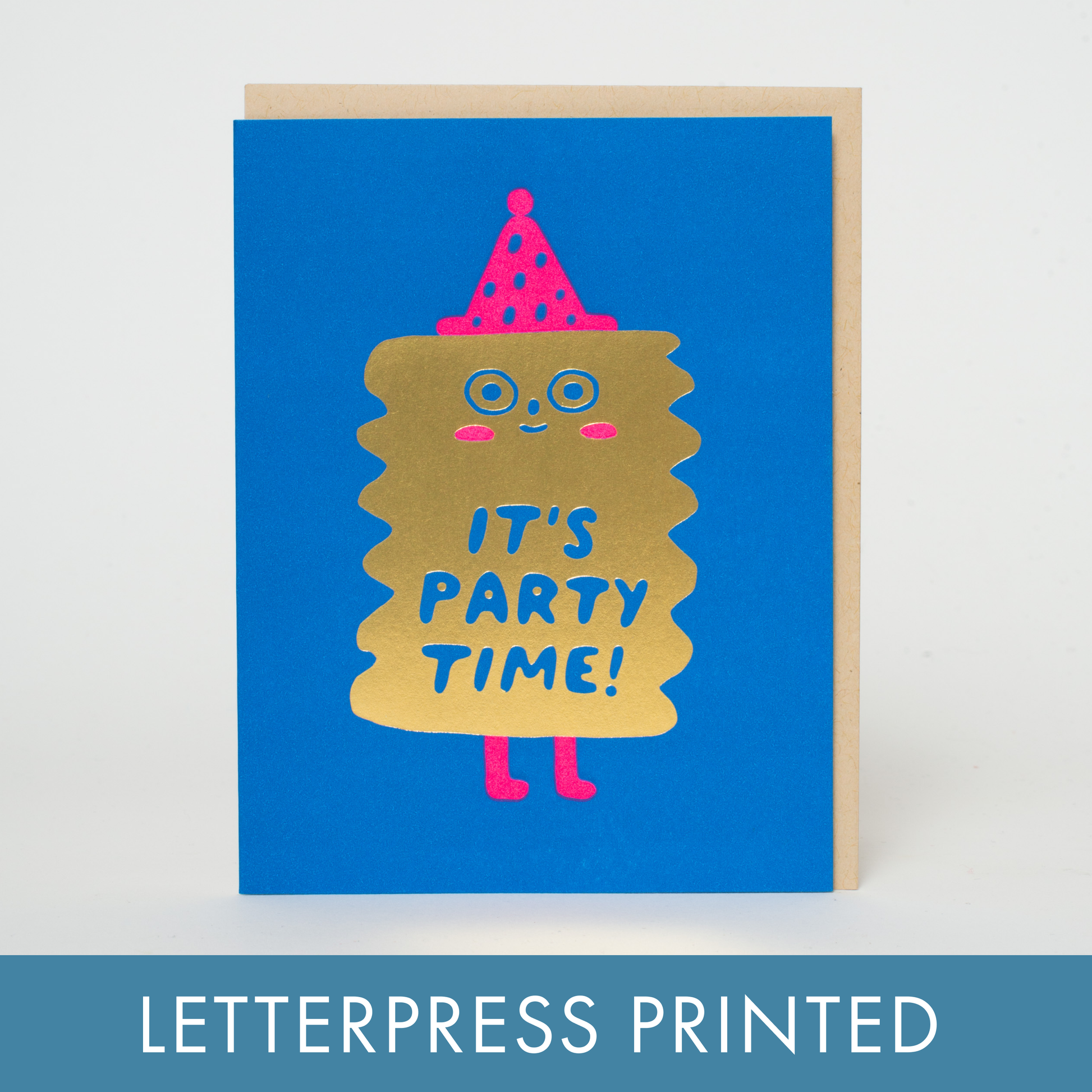 party time birthday friend letterpress greeting card