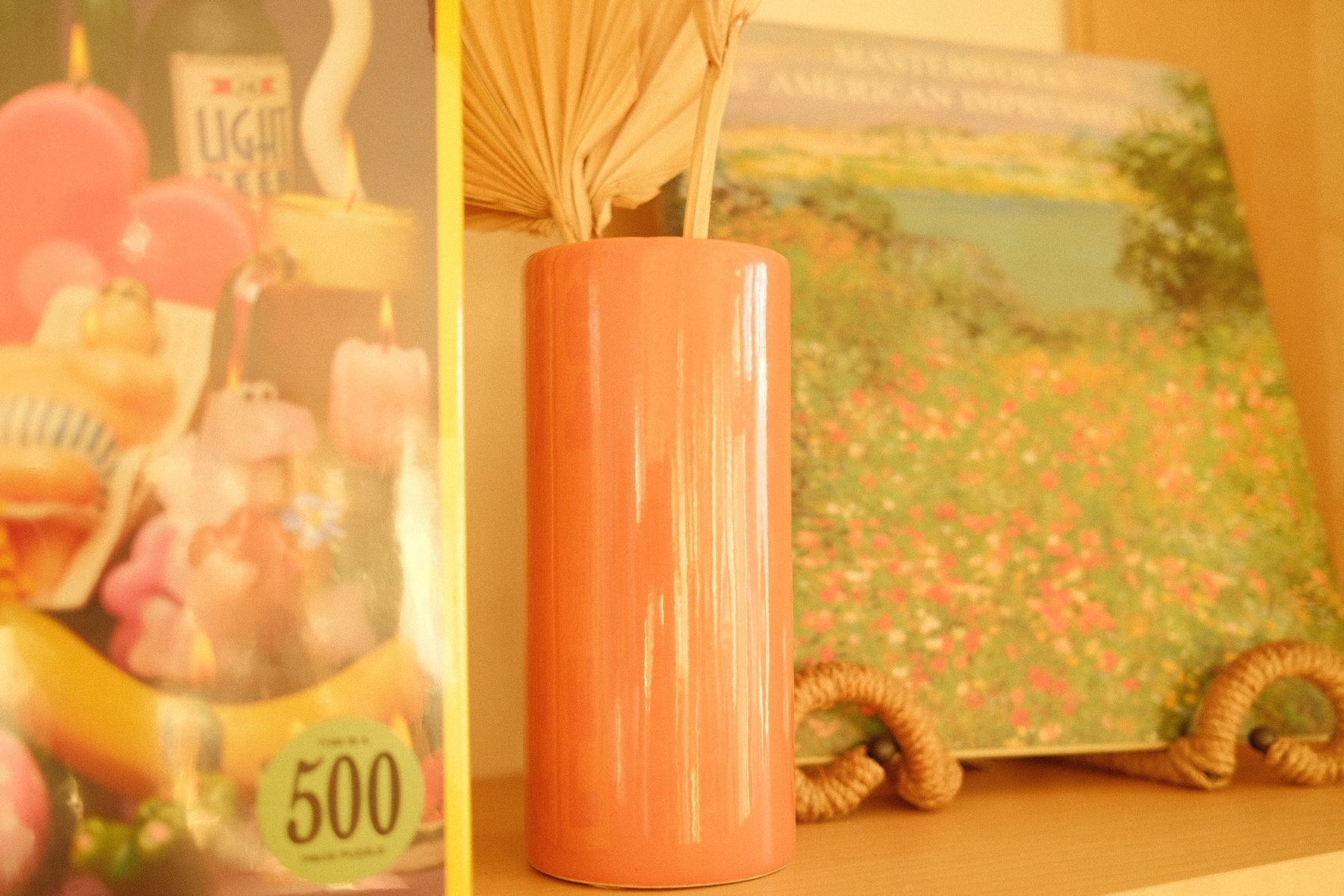 vintage peach ceramic handmade vase