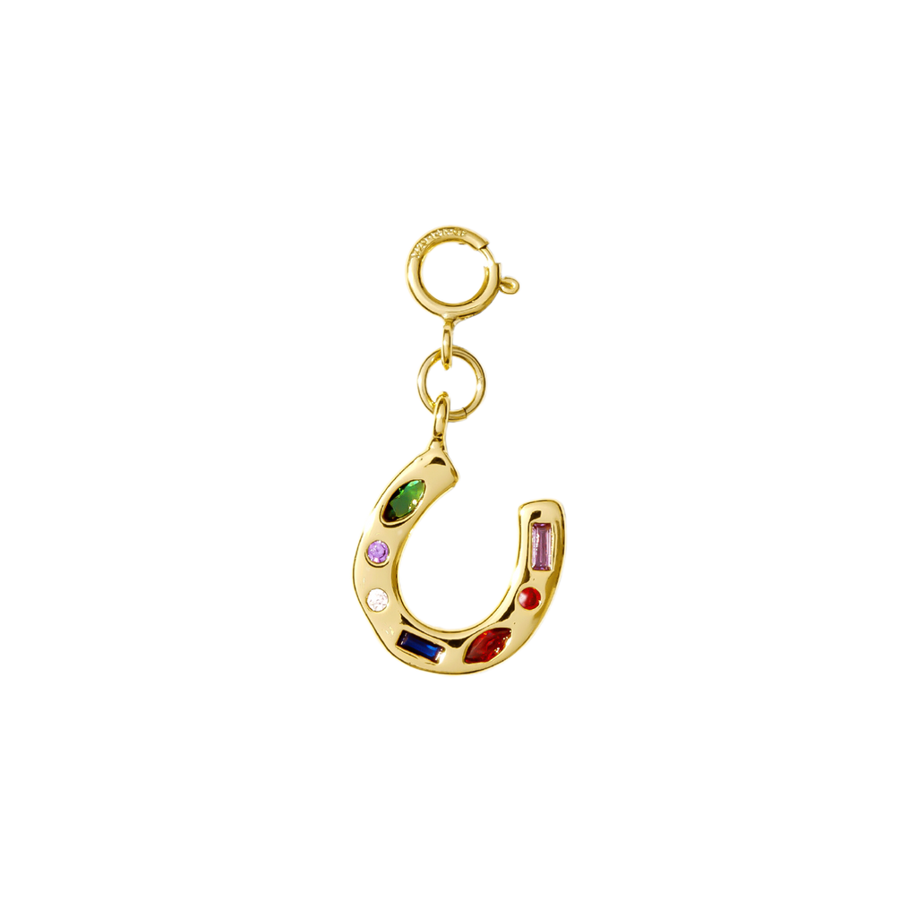 hair clip charm — lucky horseshoe (w. multicolored gems)