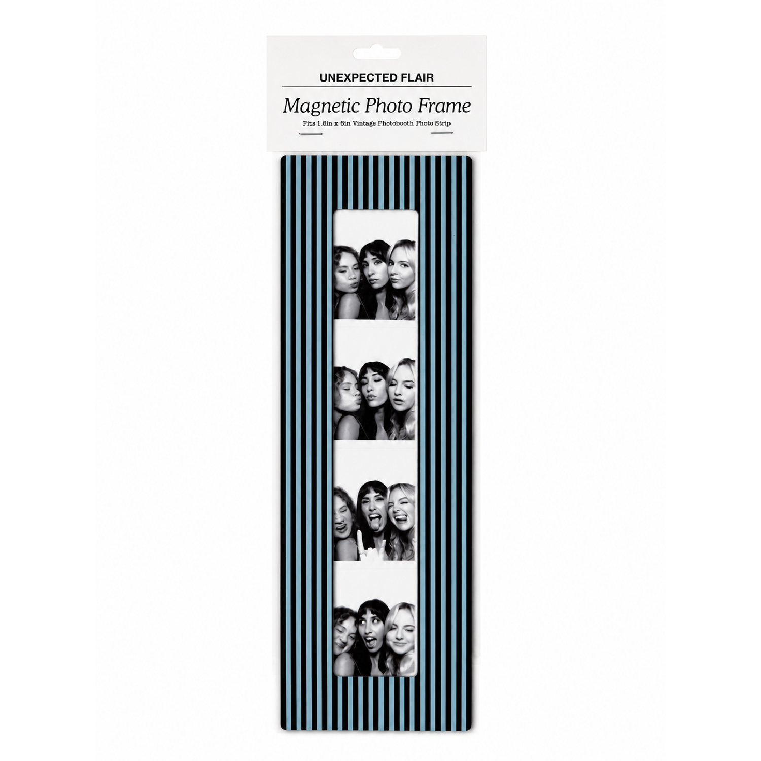 magnetic vintage photo booth frame - blue & brown stripe