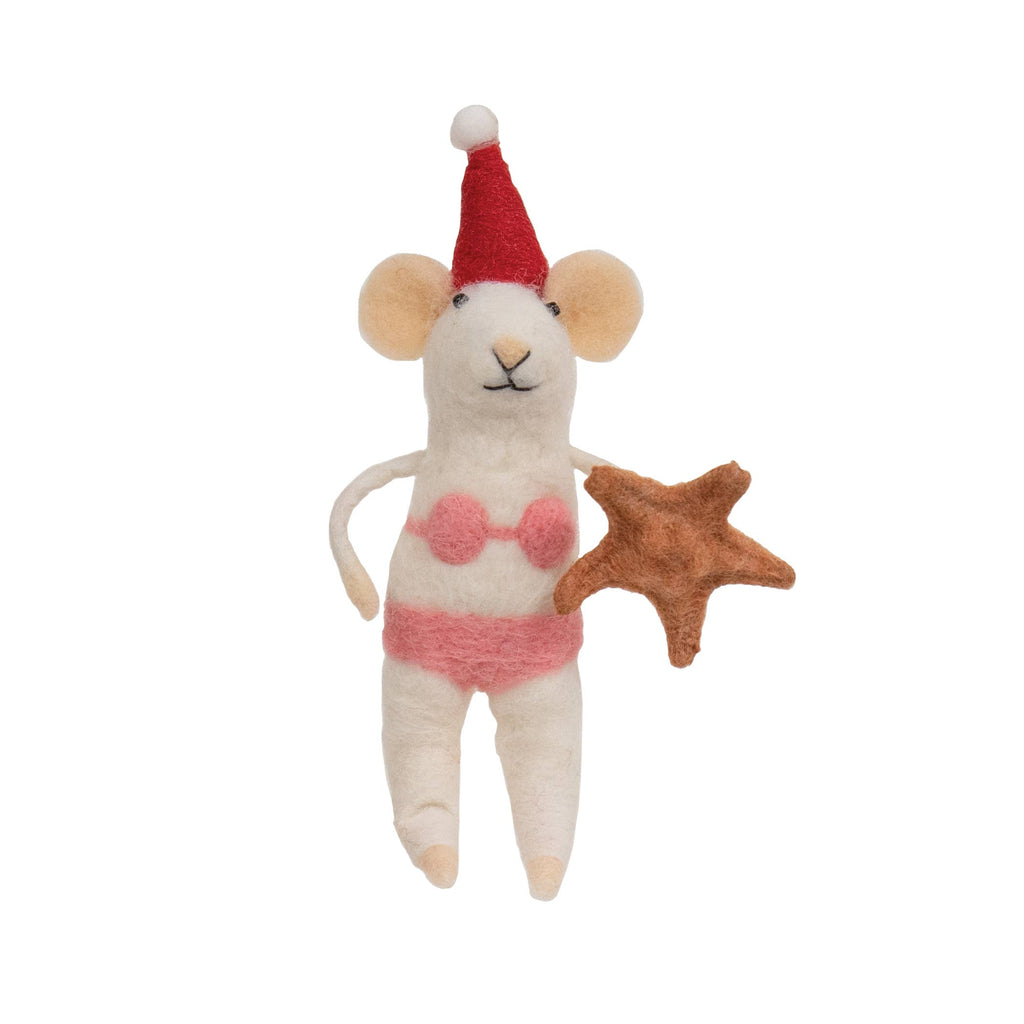 christmas bikini mouse felted ornament