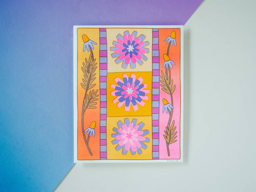 zinnia  - risograph art print