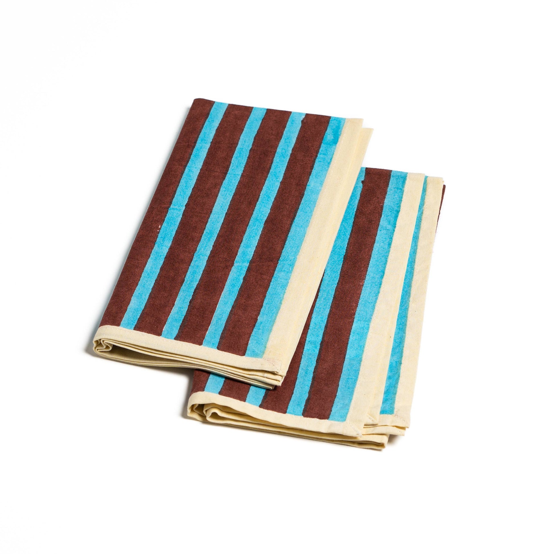 block stripe napkins - cyan / russet