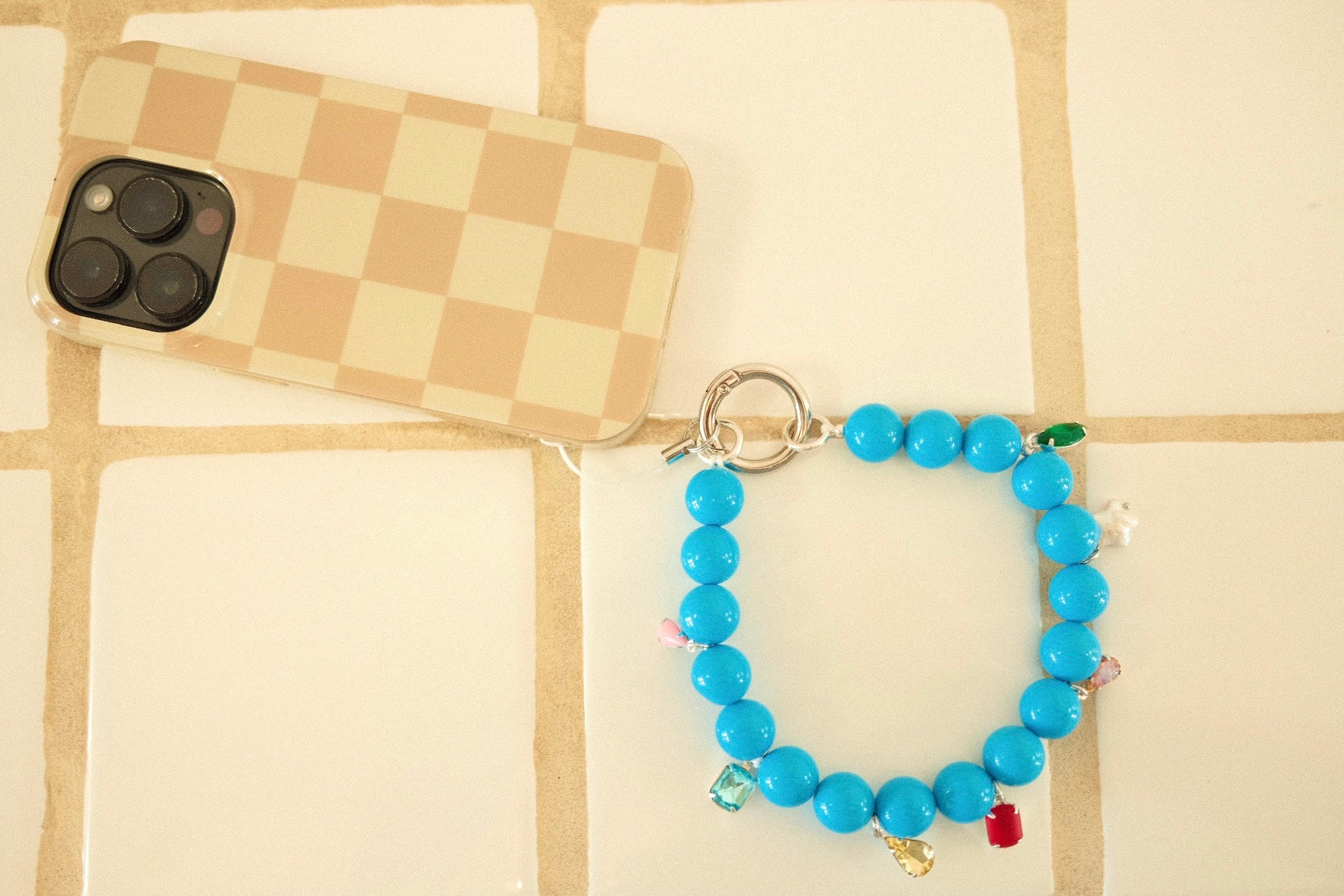 vintage lucite beaded phone charm/bag charm