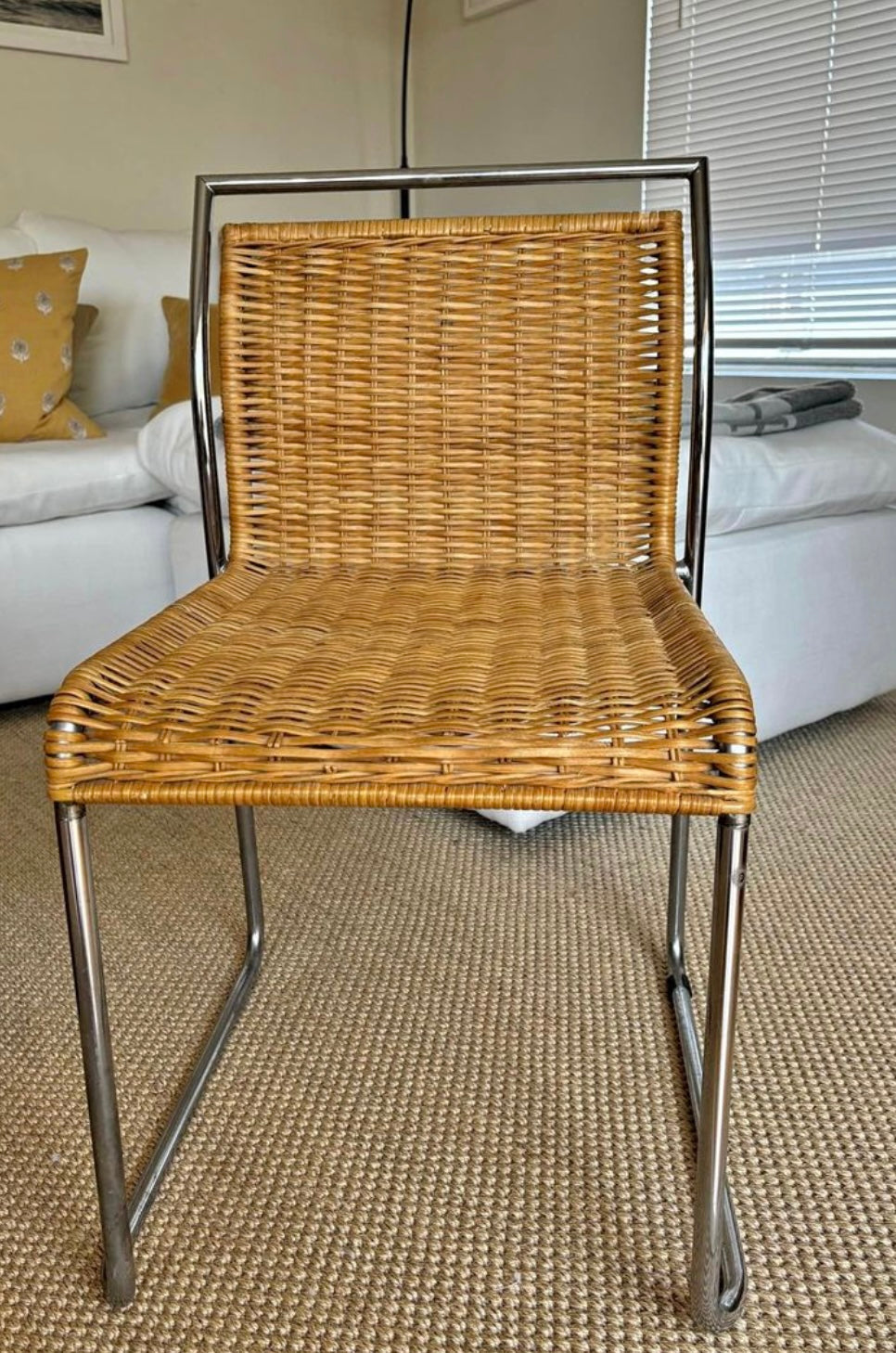 woven wicker + metal chair